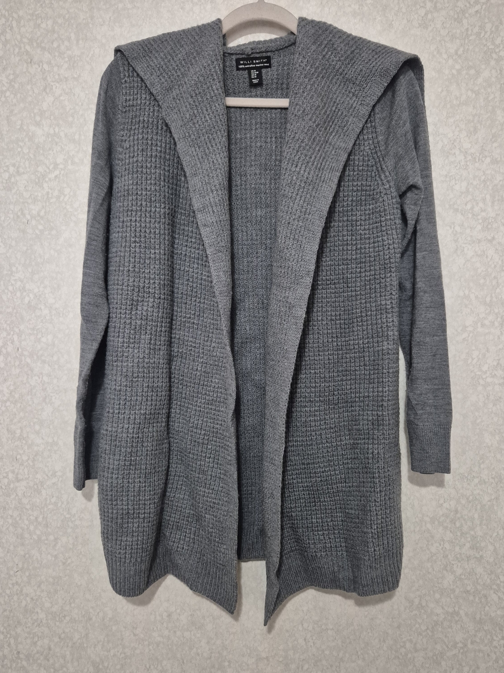Willi Smith Hooded Open-Front Cardigan - Gray-Merino Wool-Size:M